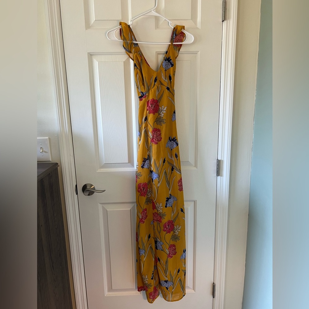 Yellow floral floor-length dress